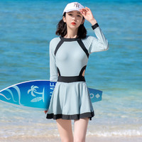 HAILIN 新款连体平角度假海边游泳衣保守遮肚显瘦泳衣2022女士泳装