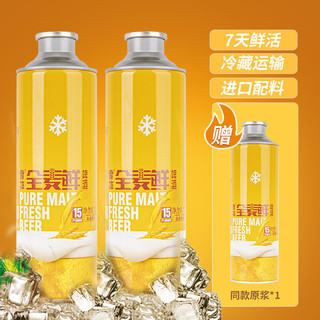 SNOWBEER 雪花 SNOW）全麦鲜啤酒 11°P高麦芽汁浓度精酿啤酒  1L*2瓶