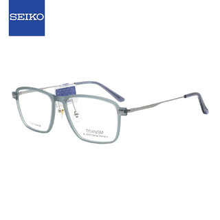 SEIKO 精工 眼镜框男女款全框钛材+板材钛赞眼镜架商务休闲配镜光学镜架TS6101 0305 56mm湖绿色框枪灰腿