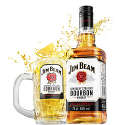 JIM BEAM 金宾 白占边 美国 调和型 威士忌 洋酒 750ml 礼盒（金宾白占边750ml*1+嗨棒杯*1+搅拌棒*1）