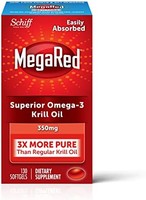 Schiff 旭福 MegaRed 130粒软胶囊，Omega-3磷虾油350毫克补充剂-EPA和DHA酸性油脂，类胡萝卜素，无鱼腥味