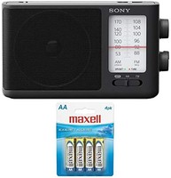 SONY 索尼 ICF506 便携式收音机,带 AA 碱性电池(4 件装)套装(2 件)