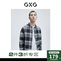 GXG [生活系列] 格纹拼接长袖衬衫