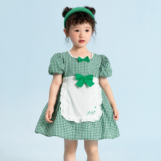 jellybaby 杰里贝比 JQG22877378 女童公主裙 绿色格 100cm
