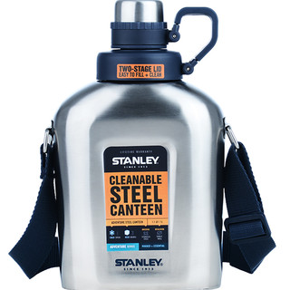 STANLEY 史丹利 不锈钢单层水壶复古老式扁水壶户外便携行军训壶
