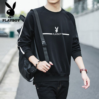 PLAYBOY 花花公子 男士圆领卫衣 SY20173 黑色 2XL