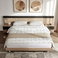 QuanU 全友 126601A 现代日式床+床头柜 浅核桃木色 180*200cm