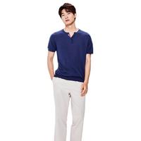 GIORDANO 佐丹奴 男士V领针织衫 01050204 靛青蓝 XL