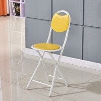 迈亚 皮面折叠餐椅 白色+黄色