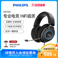 PHILIPS 飞利浦 TAG6105 耳罩式头戴式有线耳机 黑色 USB口