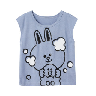 linefriends布朗熊童装女童可妮兔印花t恤卡通背心无袖童装1件浅蓝色