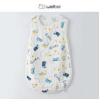 威尔贝鲁WELLBER婴儿睡袋新生儿童宝宝无袖防踢被夏季薄款 小汽车 90cm（适合身高70-95cm）