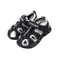 SKECHERS 斯凯奇 97810N/BKSL 男童沙滩凉鞋 C-FLEX SANDAL 黑色/银色 23cm