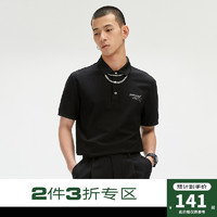 GXG 男装[生活系列]21年夏季商场同款黑色刺绣休polo衫男保罗衫