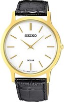 SEIKO 精工 男式模拟石英手表皮革表带 SUP872P1, 白色, 表带