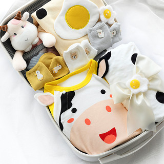 LAN KA XIAO XIONG 兰咖小熊 LANKA-4654541515 婴儿礼盒 四季长袖款 15件套 奶牛布丁 80cm