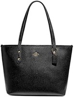 COACH 蔻驰 Mini Leather City 拉链手提包 - 黑色 - #22967, 黑色//白色, 10 1/4"