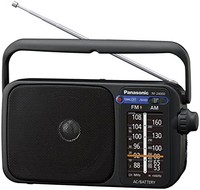 Panasonic 松下 电器 带手柄的便携式收音机 RF-2400DEG-K，电源线或电池供电，黑色