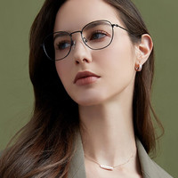 镜宴 &essilor 依视路 CVF4025BK 黑色钛金属眼镜框+钻晶A3系列 1.60折射率 防蓝光镜片