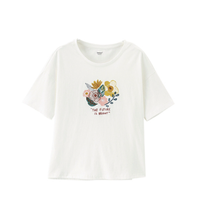 INMAN 茵曼 女士圆领短袖T恤 1812068 珍珠白 S