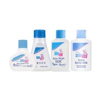 sebamed 施巴 婴幼儿洗护套装 儿童洗发液 20ml+婴儿泡泡沐浴露 25ml+婴儿润肤乳 20ml+婴儿洁肤露 20ml