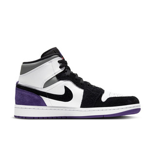 AIR JORDAN 正代系列 Air Jordan 1 Mid SE 男子篮球鞋 852542-105 黑/白/紫 40