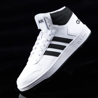 adidas NEO Hoops 2. 0 Mid 男子休闲运动鞋 BB7208 白黑 44.5