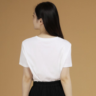 京东京造 女士圆领短袖T恤 100020236010 白色 S