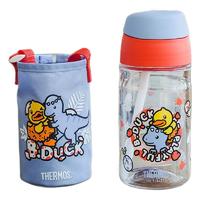 THERMOS 膳魔師 恐龍系列 BBSE-400 兒童吸管杯 B.DUCK 420ml 紅藍