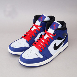 AIR JORDAN 正代系列 Air Jordan 1 Mid SE 男子篮球鞋 852542-400 白/蓝/黑 44.5