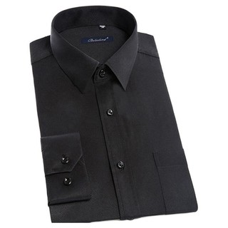 kindon 金盾 男士长袖衬衫 J02121 黑色 4XL