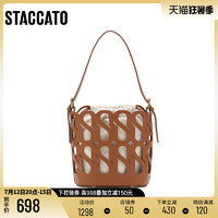 STACCATO 思加图 2022夏季新款镂空抽绳水桶包单肩包手提袋背提包女X2595BX2