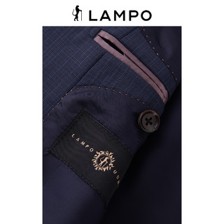 LAMPO/蓝豹男套装西服上衣潮流深蓝提花羊毛修身商务西装外套男