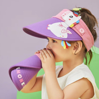 lemonkid 柠檬宝宝 LK2210019 儿童卡通空顶帽 造型款 活力紫独角兽 50-54cm