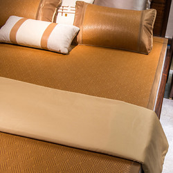 Nan ji ren 南极人 凉席 密藤席草席子三件套1.8米床双人可折叠空调席家用裸睡含枕套