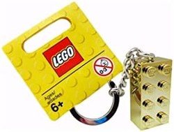 LEGO 乐高 Gold 2x4 耳钉钥匙扣, 金色, 小号