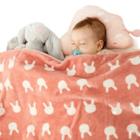 Wellber 威尔贝鲁 婴儿毛毯 粉兔子 140*110cm