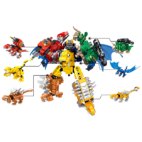 ZHEGAO 哲高 积木恐龙世界恐龙机甲拼装恐龙玩具儿童益智拼插积木恐龙男女孩玩具QL0209六合一