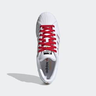adidas 阿迪达斯 Superstar 女子运动板鞋 FZ2822 亮白/红 36