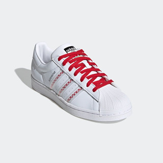 adidas 阿迪达斯 Superstar 女子运动板鞋 FZ2822 亮白/红 37