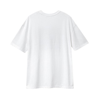 【纯棉舒适】短袖T恤 2021夏新款时尚印花休闲圆领女式T恤 S 白色