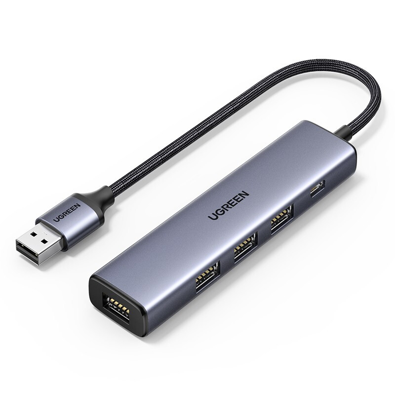 UGREEN 绿联 USB3.0分线器扩展坞 高速4口HUB集线器拓展坞 适用笔记本电脑一拖多转换器转接头带供电口 0.2米