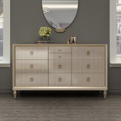 DKG 现代简约美式实木斗柜 卧室轻奢欧式收纳储物柜 香槟色家具