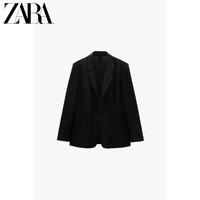 ZARA  夏季新款男装 棉亚麻混纺西装外套 9621813 800  黑色  S (175/92A)
