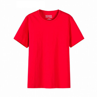 Semir 森马 男士圆领短袖T恤 19-018001233 中国红 S