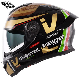 VEGA SA-62 黑金 L-4XL码 3C认证美国品牌双镜片摩托车头盔男女四季通用全盔冬季保暖个性酷跑机车头盔