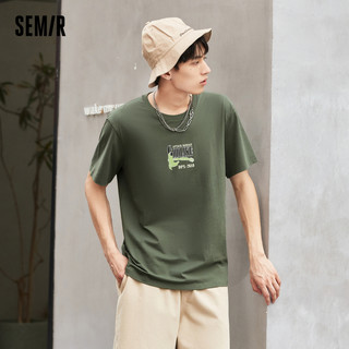 Semir 森马 男士圆领短袖T恤 10-1321100127 军绿 XXL