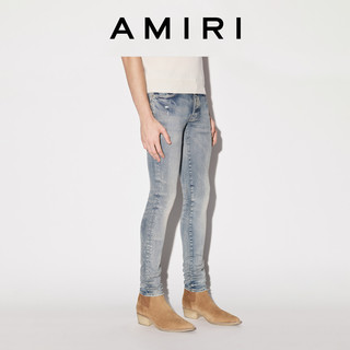 AMIRI 2022春夏新品男装系列 棉质混纺弹力修身牛仔裤 浅蓝色 28
