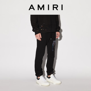 AMIRI 2022春夏新品男装系列 棉质撞色LOGO运动休闲裤  黑色 XS