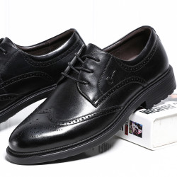 trumppipe 名人烟斗 新品大码皮鞋系带英伦布洛克商务男鞋男士皮鞋